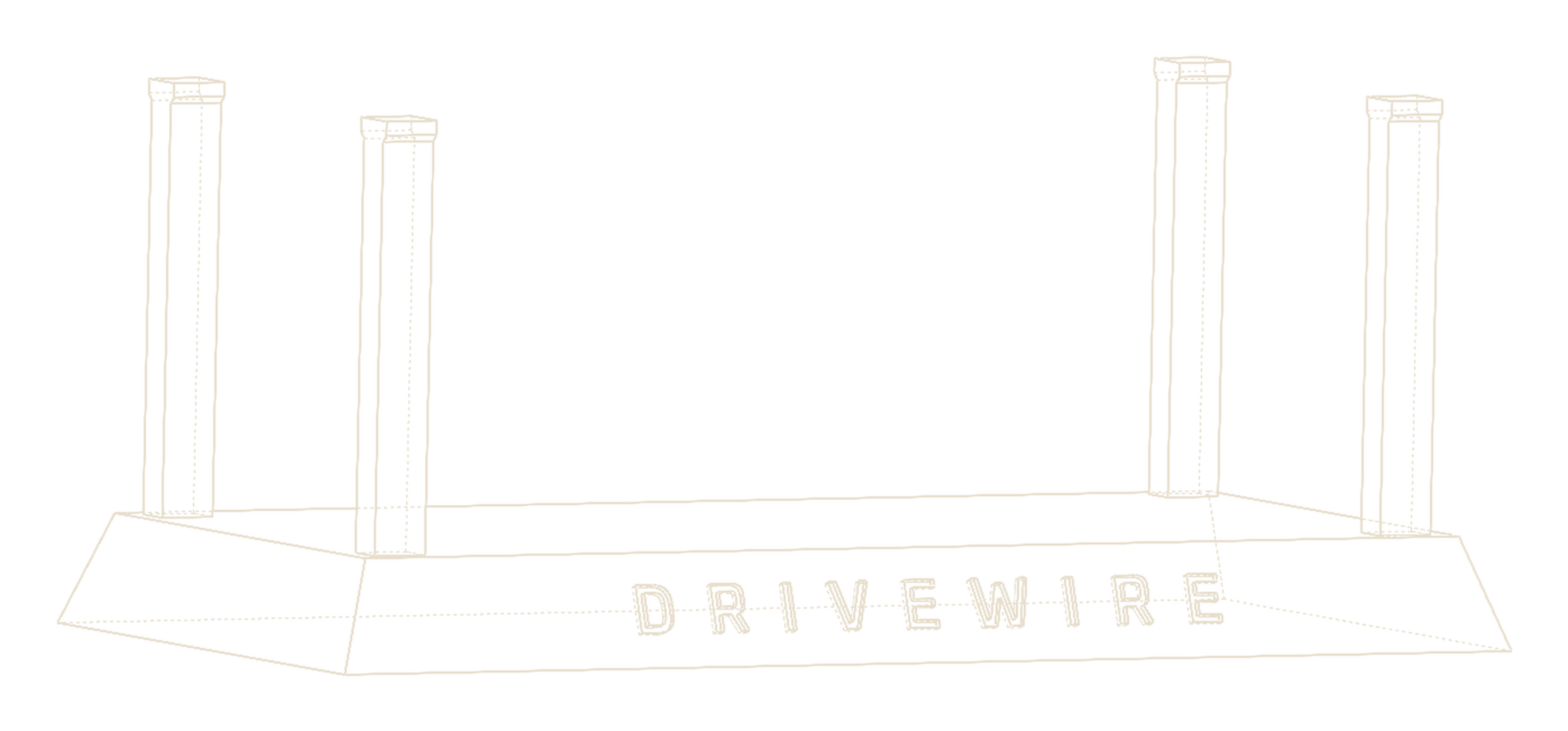 Wireframe drawing of the custom DriveWire support stand CAD model